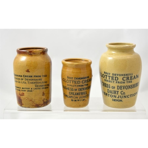 611 - Three cream pots from the Duchess of Devonshire Dairy Co, Devon (3) 10cm high.