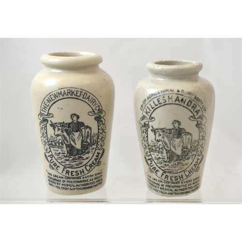 650 - Two cream pots from the Killeshandra and Newmarket Dairy Co (2) 12cm high..