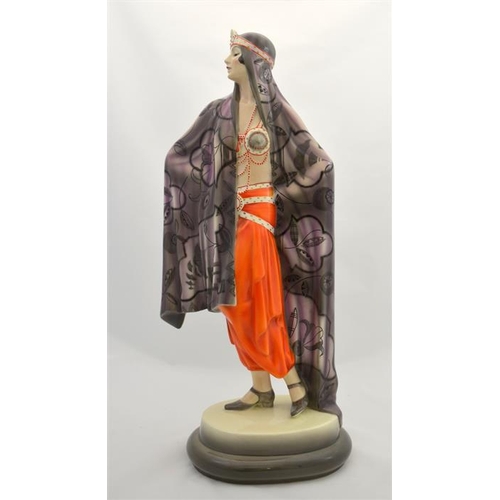 1602 - A large Goldscheider glazed figure, 'The Egyptian Dancer', designed by Josef Lorenzl, circa 1922, mo... 