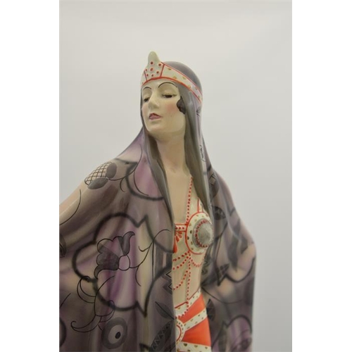 1602 - A large Goldscheider glazed figure, 'The Egyptian Dancer', designed by Josef Lorenzl, circa 1922, mo... 