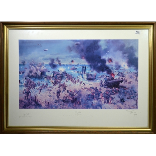 329 - Terence Cuneo (1907-1996), D Day, signed limited edition print, 150 of 850, also signed by General S... 