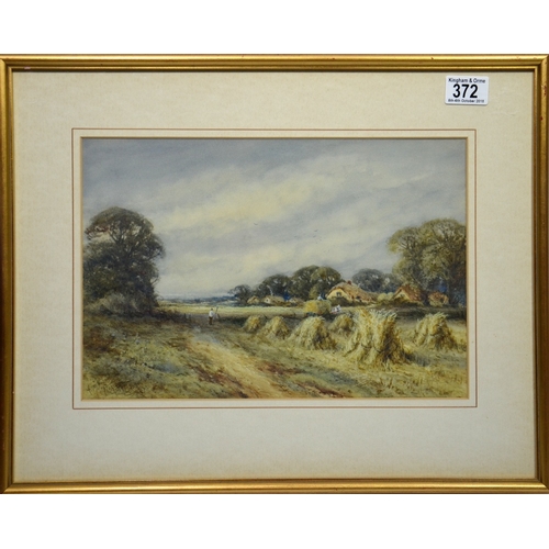 372 - † Alexander Molyneux Stannard (British, 1878-1975), Harvesting, watercolour, signed, 23cm x 34cm, fr... 