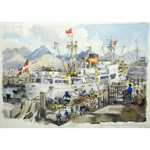 373 - English School (20th century), Bjorn Clausen at Santa Cruz, watercolour, titled and unsigned, 25cm x... 