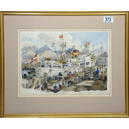 373 - English School (20th century), Bjorn Clausen at Santa Cruz, watercolour, titled and unsigned, 25cm x... 