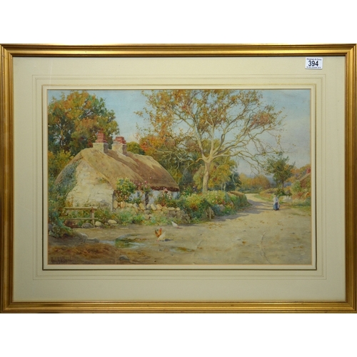 394 - Ralph William Bardill (1876-1935), Cottage with Chickens and Milkmaid, watercolour, signed, 40cm x 6... 