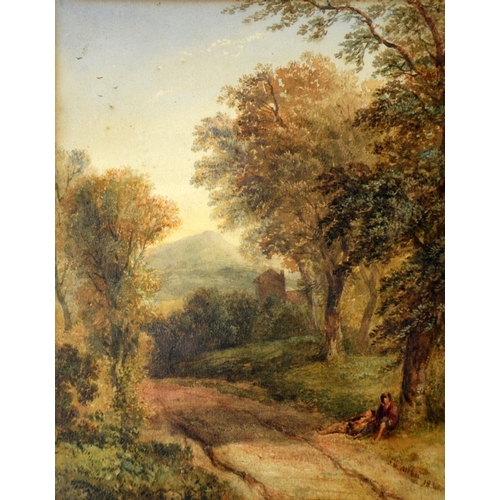 415 - J.W. Allen (19th century), A Landscape With Figures, watercolour, signed and dated 1835, 19cm x 24cm... 