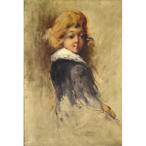 474 - French School (early 20th century), Sketch Study Of Young Girl, oil on canvas, unsigned, 54cm x 58cm... 