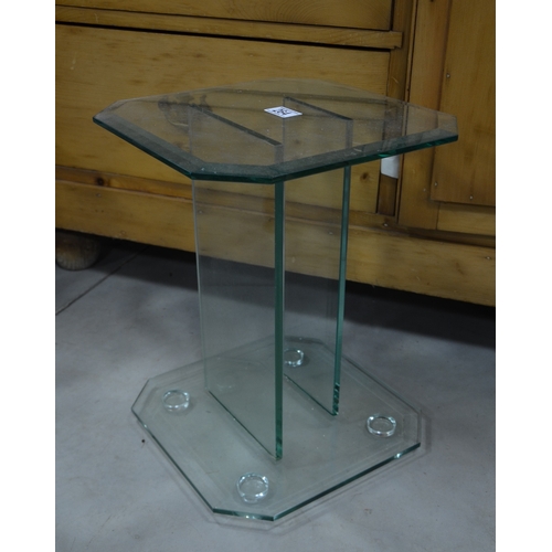 264 - A contemporary glass occasional table, 41cm high, 33cm square