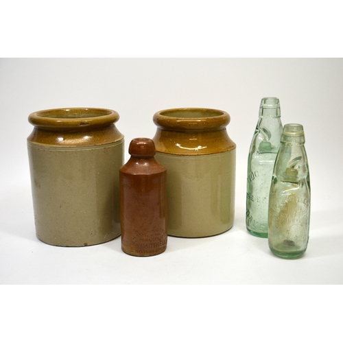 500 - An assortment of late Victorian bottles and jars. (5)