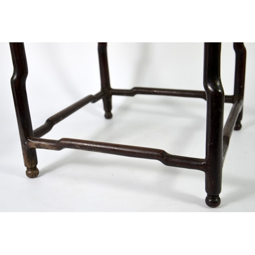 19 - A Chinese hardwood occasional table, 19th century or earlier, square section, carved legs and open r... 