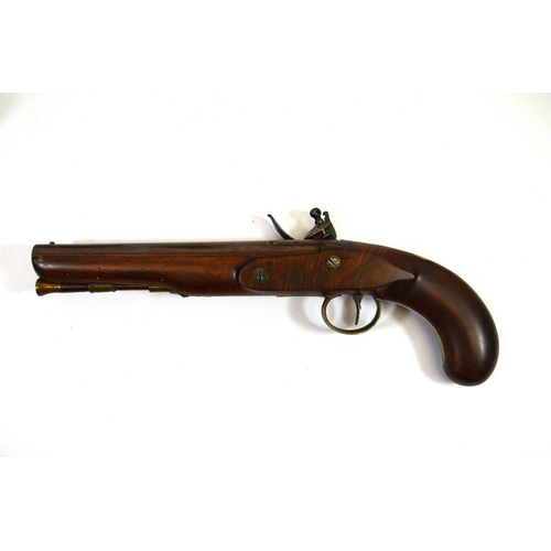 59 - A late 18th/early 19th century English flintlock pistol by Henry Nock of London, 8 inch barrel stamp... 