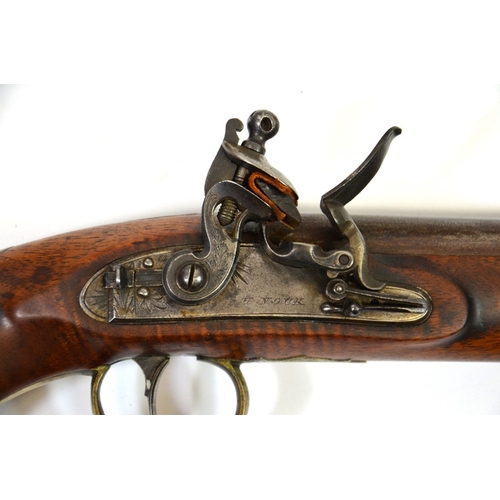 59 - A late 18th/early 19th century English flintlock pistol by Henry Nock of London, 8 inch barrel stamp... 