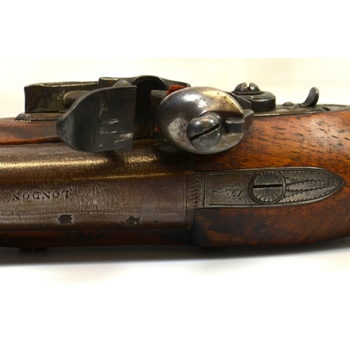 59 - A late 18th/early 19th century English flintlock pistol by Henry Nock of London, 8 inch barrel stamp... 