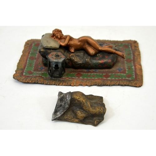 61 - After Franz Bergmann, an Austrian cold painted bronze, modelled as a sleeping nude woman, with remov... 