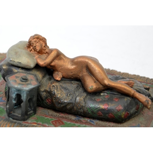 61 - After Franz Bergmann, an Austrian cold painted bronze, modelled as a sleeping nude woman, with remov... 