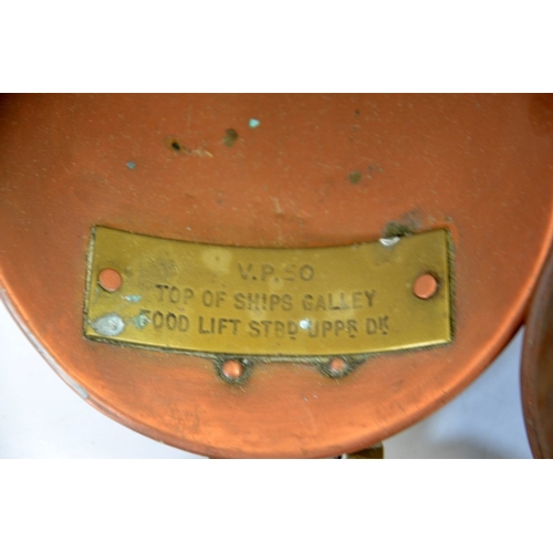 77 - HMS Vanguard copper speaking tubes, VPSO Top of Ships Galley etc. (2)