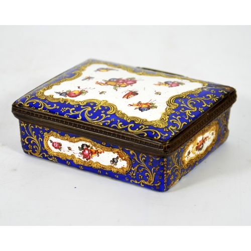 78 - An 18th century Bilston enamelled box, height 3cm, length 8.5cm, width 7cm