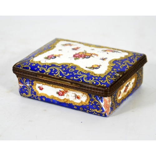 78 - An 18th century Bilston enamelled box, height 3cm, length 8.5cm, width 7cm