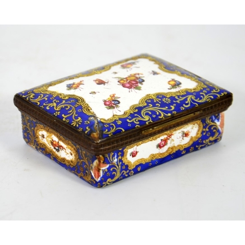 78 - An 18th century Bilston enamelled box, height 3cm, length 8.5cm, width 7cm