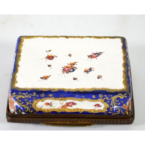 78 - An 18th century Bilston enamelled box, height 3cm, length 8.5cm, width 7cm