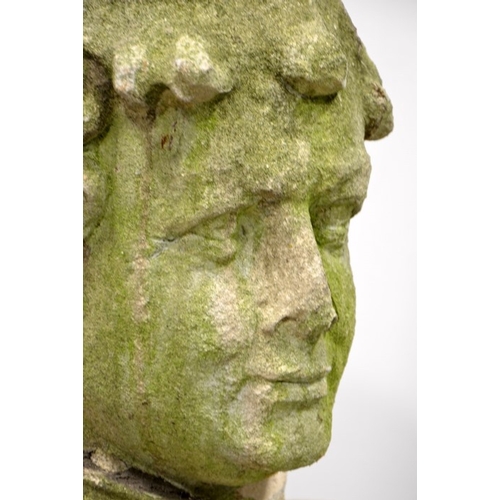 83 - A large limestone bust of George IV, modelled in military uniform, 74cm tall