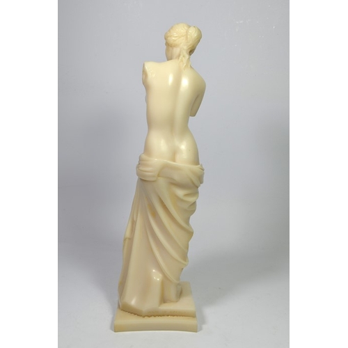 84 - A Greek alabaster figure of Aphrodite, based on Venus de Milo, printed marks 'EPMHE', 41cm high