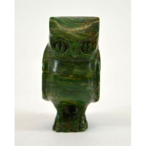 85 - A carved malachite type figure of an owl, 6cm high