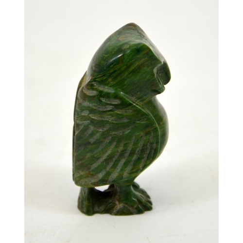 85 - A carved malachite type figure of an owl, 6cm high