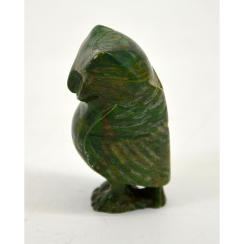 85 - A carved malachite type figure of an owl, 6cm high