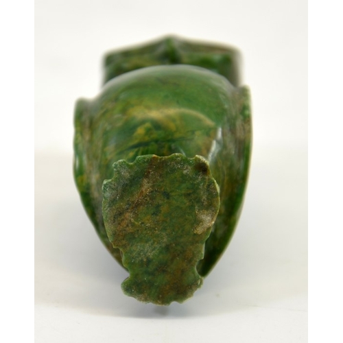 85 - A carved malachite type figure of an owl, 6cm high