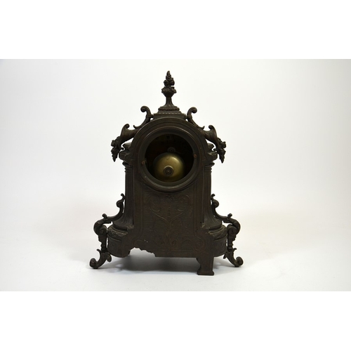 90 - A 19th century French Boulle clock, decorated with Dresden style plaques, 32cm high