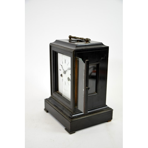 92 - A 19th century French bracket clock, J Sewell and Son, Paris, ebonised and brass strung case with ca... 