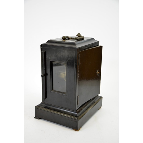 92 - A 19th century French bracket clock, J Sewell and Son, Paris, ebonised and brass strung case with ca... 