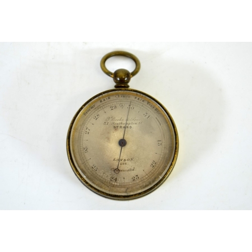 94 - T Cooke and Sons pocket barometer, gilt brass with silvered dial, 31 Southampton Streeet, Strand, Lo... 