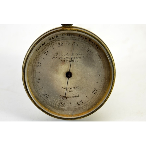 94 - T Cooke and Sons pocket barometer, gilt brass with silvered dial, 31 Southampton Streeet, Strand, Lo... 