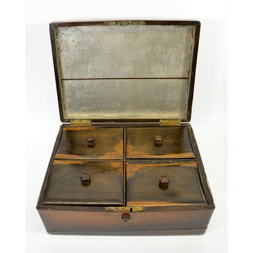 103 - A George III tea chest, the lid inset with an oil on board portrait of Admiral Kempenfelt, the inter... 