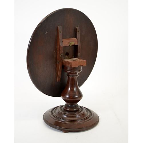 108 - A miniature Victorian mahogany tilt top breakfast table, the circular top set with pewter rounder, o... 