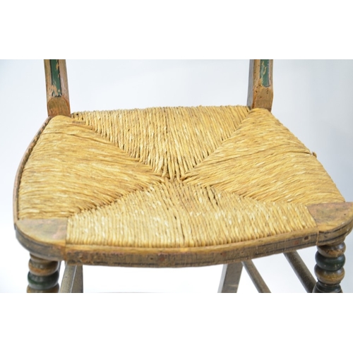 124 - Five Gothic Revival chairs, circa 1820 to 1840, rush and cane seats with lattice and pierced backs, ... 