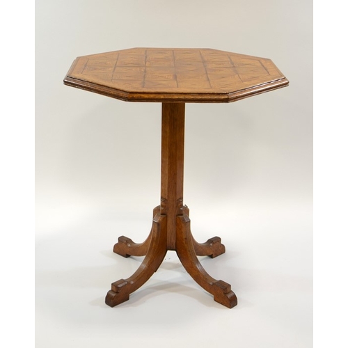 127 - A Gothic Revival oak occasional table, in the style of A W N Pugin, inlaid with a parquetry octagona... 