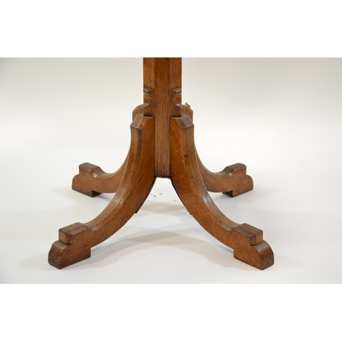 127 - A Gothic Revival oak occasional table, in the style of A W N Pugin, inlaid with a parquetry octagona... 