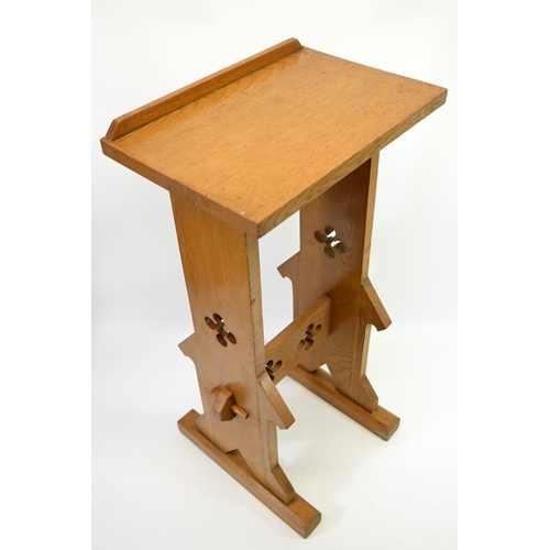 129 - A Gothic Revival oak book stand, in the Pugin style, pegged construction with pierced quatrefoil dec... 