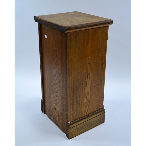 135 - Charles Bevan (attributed), a Gothic Revival oak pedestal cupboard, inlaid with ebony and mahogany s... 