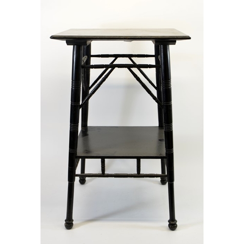 144 - An Aesthetic Movement ebonised occasional table, in the style of E W Godwin, circa 1880, two tiers w... 