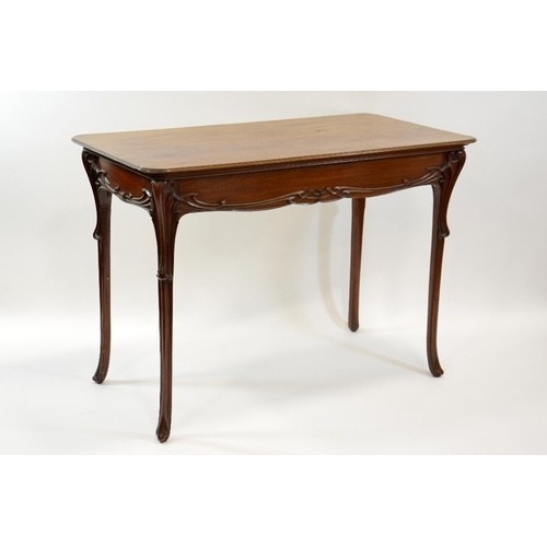 170 - Edward (Edouard) Colonna, an Art Nouveau walnut table, circa 1900, carved in relief with angular sin... 