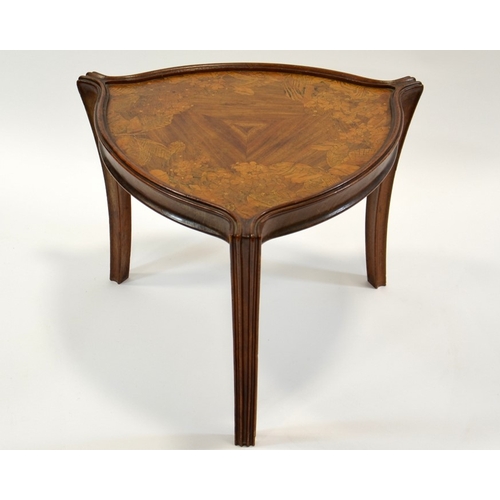 176 - Louis Majorelle, an Art Nouveau marquetry occasional table, circa 1900, triangular form, inlaid with... 