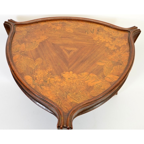 176 - Louis Majorelle, an Art Nouveau marquetry occasional table, circa 1900, triangular form, inlaid with... 