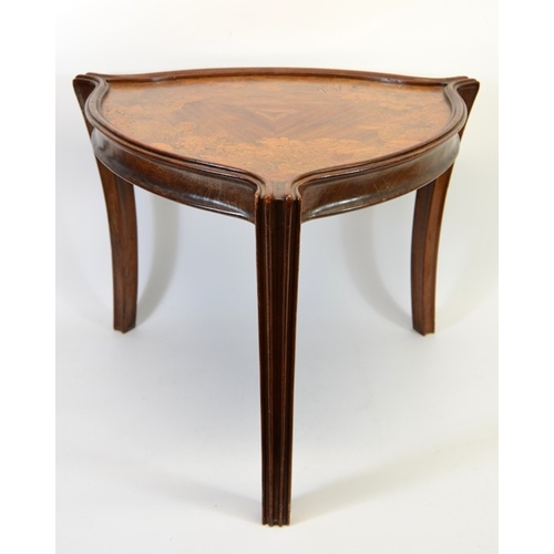 176 - Louis Majorelle, an Art Nouveau marquetry occasional table, circa 1900, triangular form, inlaid with... 