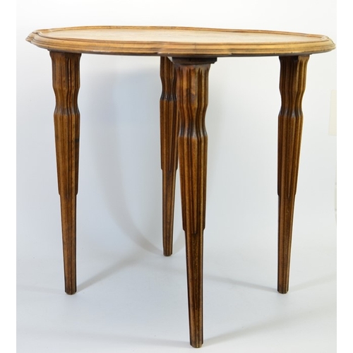 183 - Emile Galle, an Art Nouveau marquetry occasional table, circa 1900, the ogee circular walnut top inl... 