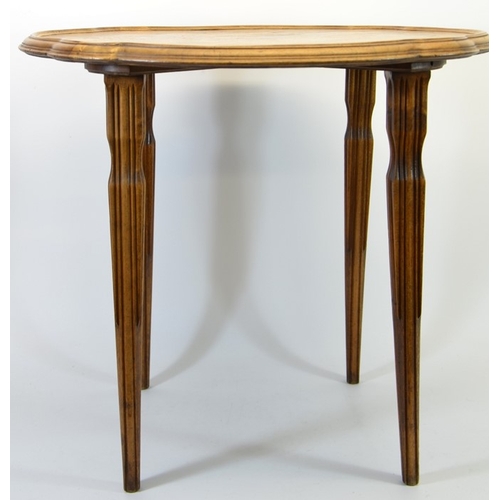 183 - Emile Galle, an Art Nouveau marquetry occasional table, circa 1900, the ogee circular walnut top inl... 