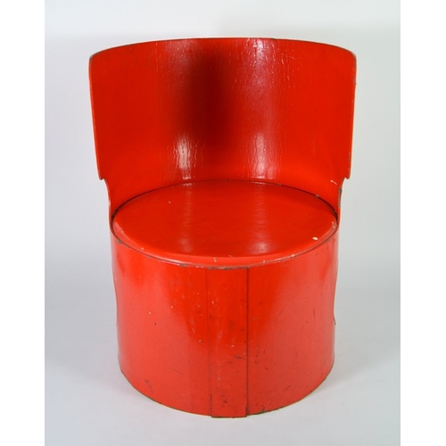 189 - Jean Louis Avril for Marty, a red lacquer childs chair, circa 1967, laminated carboard, tubular form... 